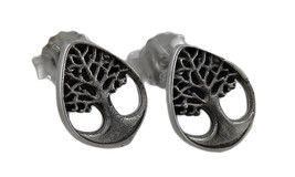 Zeckos Sterling Silver Tree of Life Stud Earrings New Age - £11.10 GBP