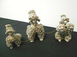 Porcelain Spaghetti Poodle Dogs-1950&#39;s, 3 Piece set, Mom-Puppies on Chains - £11.86 GBP