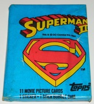Superman II Movie Trading Cards One FACTORY SEALED 11 Card Pack 1981 Topps - $2.75