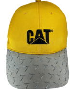 VTG CAT diamond plate brim yellow/gray hook &amp; loop adjustable hat - $369.50 MXN