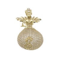 Money Bag Pendant Charm Real 10k Gold Dollar Sign CZ 3D 14.9g - £759.31 GBP