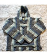 Baja Joe Size L Unisex Poncho Pullover Blue White with front pocket Vegan - $13.10