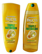 2X Garnier Fructis Triple Nutrition Shampoo &amp; Conditioner Dry Damaged Hair 13 oz - £15.77 GBP