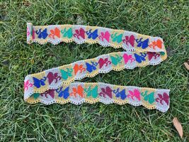 Hand knitted lace, antique handmade patch, part of folklore sash decor - $25.00
