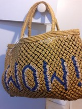 Mustard Weave Satchel Stylish Bag with WOW on front and back handbag  - £5.98 GBP