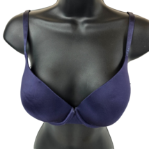 Victoria Secret Bra Bio Fit Demi Uplift 34DD Navy Blue Jeweled Strap, 2009 - $17.81