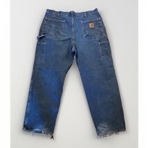 Carhartt Distressed Jeans Mens 38x30 B13 Original Dungaree Baggy Blue De... - $34.54