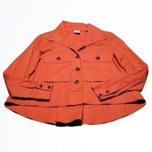Cabi Orange 3 Button Slight Peplum Bottom Denim Blazer Size XS - $31.35