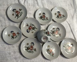 Japan Porcelain 1960s Doll Child Dishes Girl Flowers Plates Cup Vintage - $13.86