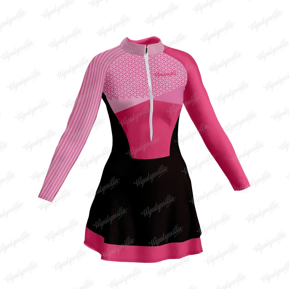 Sporting Vestidinho Saia Women Long sleeve Triathlon Cycling  Skirt Little Dress - £61.35 GBP
