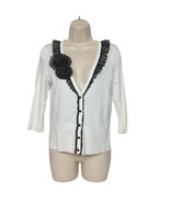 White House Black Market Cardigan Sweater Small Jewels Ruffles Polka Dot... - $32.67