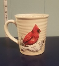 St. Nicholas Square Winter White Cardinal Large Coffee Cup Red Bird Mug - £5.26 GBP