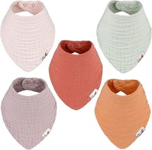 Organic Muslin Cotton Baby Bibs Bandana Drool Bibs 5pcs Unisex - £15.81 GBP