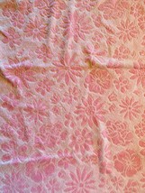 Vtg Sculpted Floral Towel 2 Bath Pink Fringed 1960s-70s Some Stains Cotton - $784.23 MXN