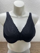 Lilyette Black Underwire Bra Lace Detail Adjustable Supportive Cups 42DD... - $9.89