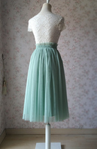 Sage Green Tulle Midi Skirt Outfit Bridesmaid Custom Plus Size Midi Tulle Skirt image 3