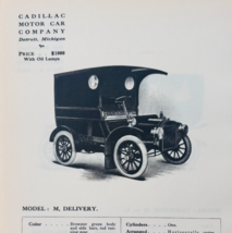1908 Cadillac Model M Delivery Catalog Advertisement Automobilia F17M2 - $29.99