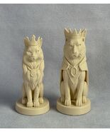 Cat Queen And King Chess Pieces, Kitties, Pair , Antique Beige - $38.22