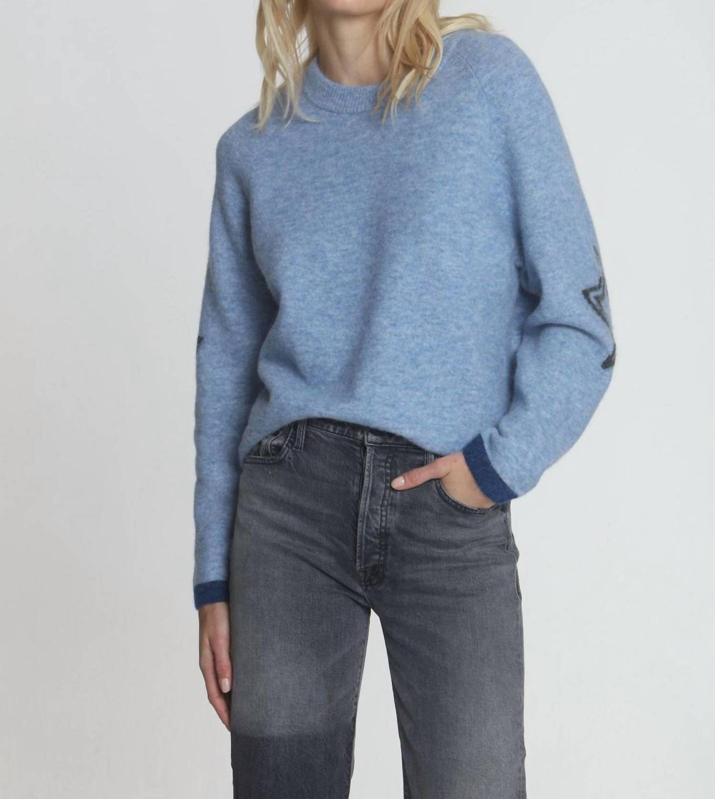 Label+Thread darling cozy crew top in Sky