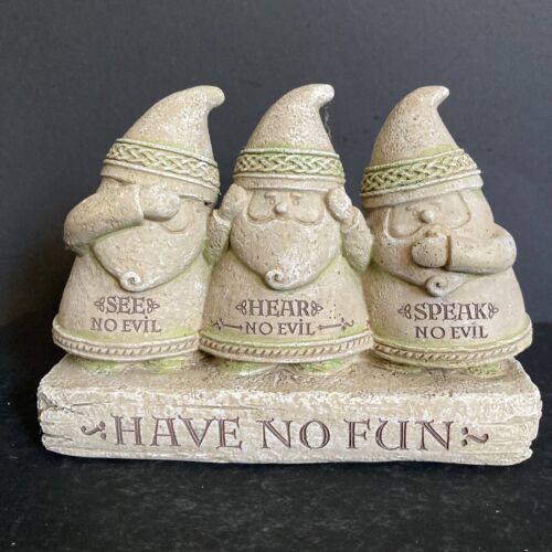Grasslands Road Gnome See No Evil Hear No Evil... Have No Fun Sculpture Garden - $14.85