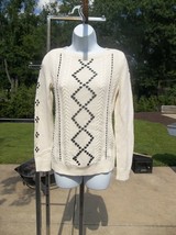 NWT TALBOTS IVORY W BLACK TRIM SWEATER XS $119 - £28.03 GBP