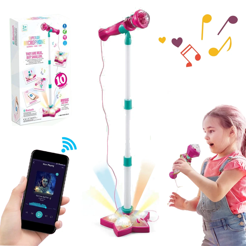 Bluetooth Karaoke Microphone for Kids Mic with Stand Music Instrument Toys - £17.42 GBP+