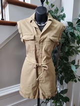 Wild Honey Women&#39;s Khaki Cotton Collared Sleeveless Casual Romper Size Small - £22.37 GBP