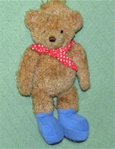 13&quot; Gund Rambling Ted Plush Teddy Bear Tan With Red Polka Dot Scarf Blue Boots - £19.79 GBP