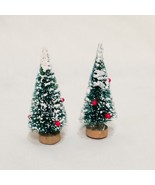 Lot 2 Miniature Bottlebrush Trees Snow Berries 2.5&quot; Christmas Village - £12.37 GBP
