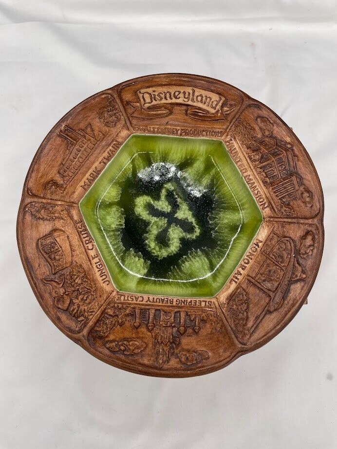 Primary image for 1978 Disneyland Treasure Craft Souvenir Plate Dish Green Glaze Walt Disney