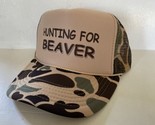 Vintage Hunting For Beaver Hat Funny Trucker Hat snapback Camo Hunting Cap - £13.85 GBP