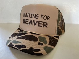Vintage Hunting For Beaver Hat Funny Trucker Hat snapback Camo Hunting Cap - £13.82 GBP