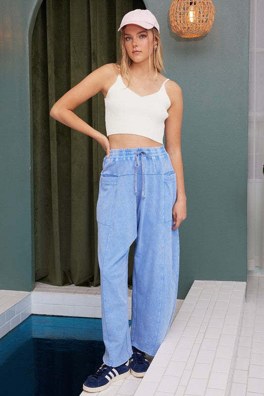 Mittoshop Mineral Wash Elastic Waist Baarrel Leg Baggy Pants Item image 3
