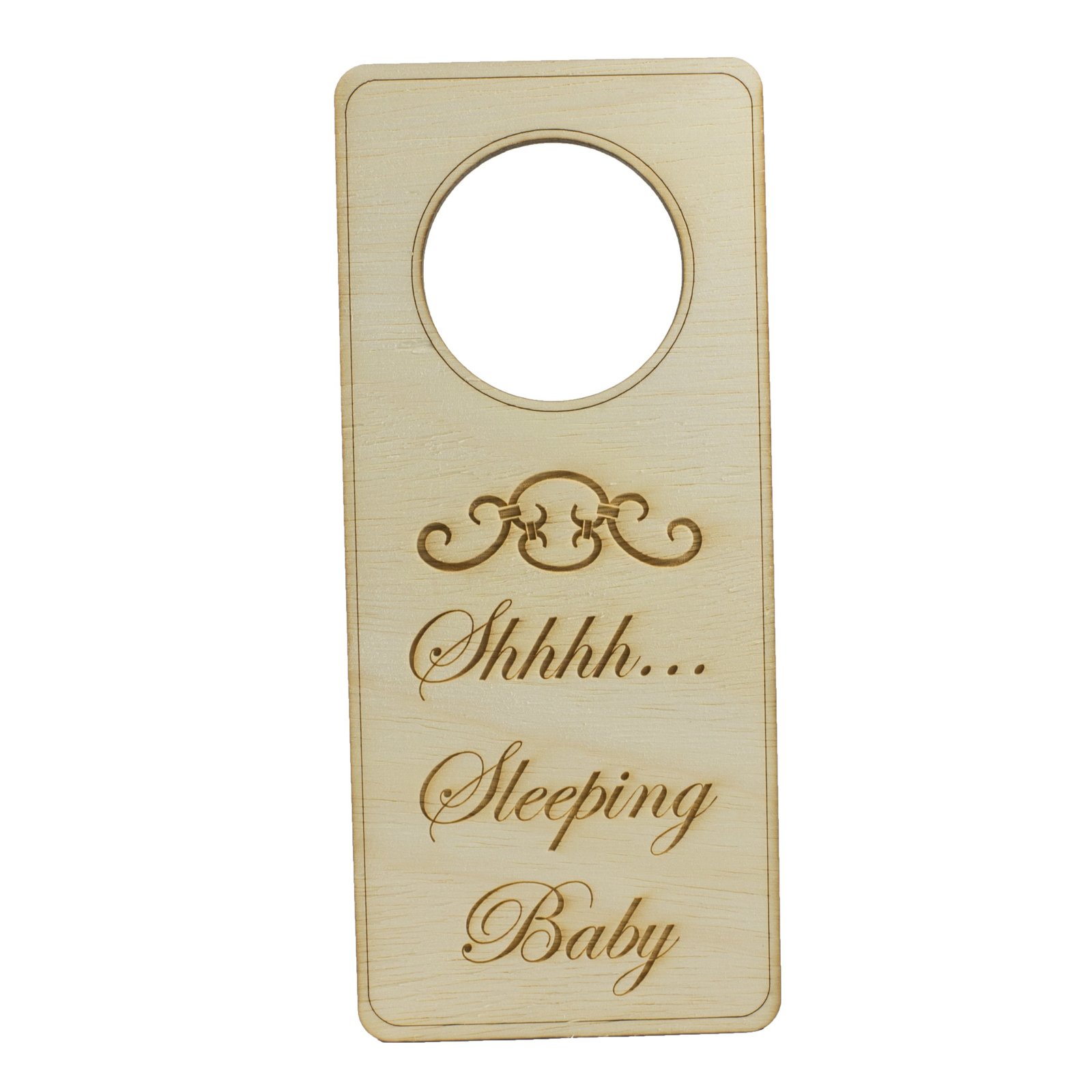 Shh Sleeping Baby Door Knob Sign - Raw Wood - $16.65