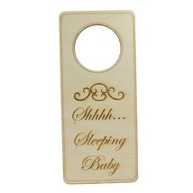 Shh Sleeping Baby Door Knob Sign - Raw Wood - $16.65