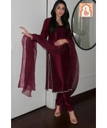 Title:* Maroon Plain Suit Set Daily Wear - Organza Embroidered Top Botto... - $45.00