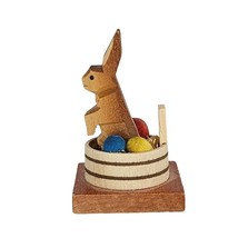 Vintage Erzgebirge Emil Helbig Easter Bunny Egg Nest Wood Carved Miniature - £27.51 GBP