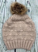 Pom Pom Beanie Winter Hat for Women Faux Fur Pompom Warm Chunky Soft Cable - £18.65 GBP