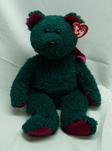 TY Beanie Buddy GREEN &amp; RED 2001 HOLIDAY TEDDY BEAR 13&quot; Stuffed Animal NEW - £15.86 GBP