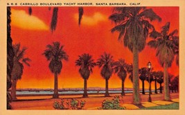 Santa Barbara Ca ~ Cabrillo Boulevard Yacht Harbor-Sunset Vista ~ 1940s - £5.83 GBP