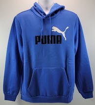 D) Puma Blue Men Pullover Long Sleeve Big Logo Hoodie Kangaroo Pocket Large - $368.88 MXN