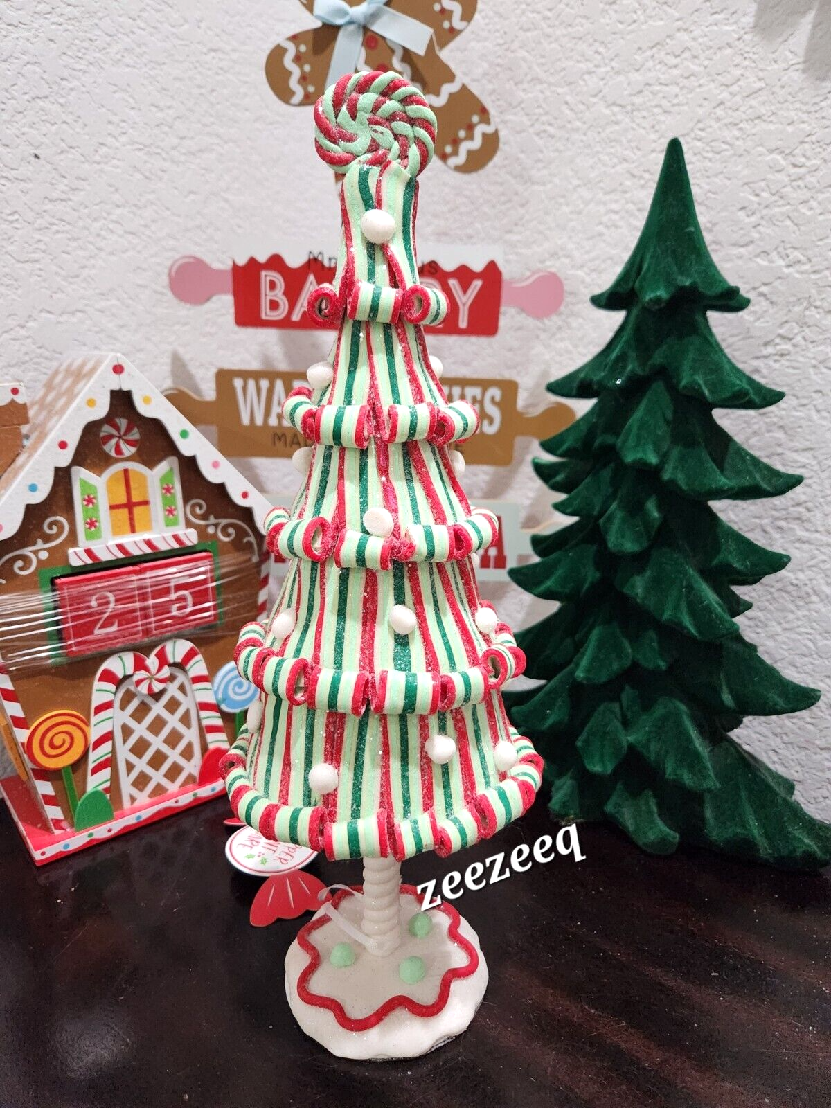 CHRISTMAS Peppermint Sqaure Gumdrops Candy Gingerbread Tree Figurine 14&quot; - $39.99