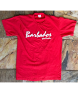 Vtg Barbados West Indies T Shirt-Single Stitch-Red-Puffy Graphic Tee-L - $615.68 MXN