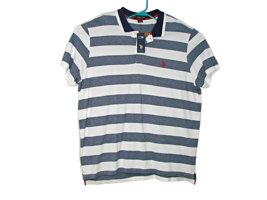 NEW US Polo Assn Polo Shirt Mens Blue White Striped Short Sleeve Cotton Sz XXL  - £27.73 GBP