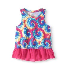 Wonder Nation Girls Ruffled Hem Tank Top Size X-Small 4-5 Fuchsia Burst - £7.17 GBP