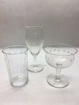 VINTAGE Set of 3 CRYSTAL Items Wine JUICE Champagne Frosted LEAF Cut FLOWER - $41.12