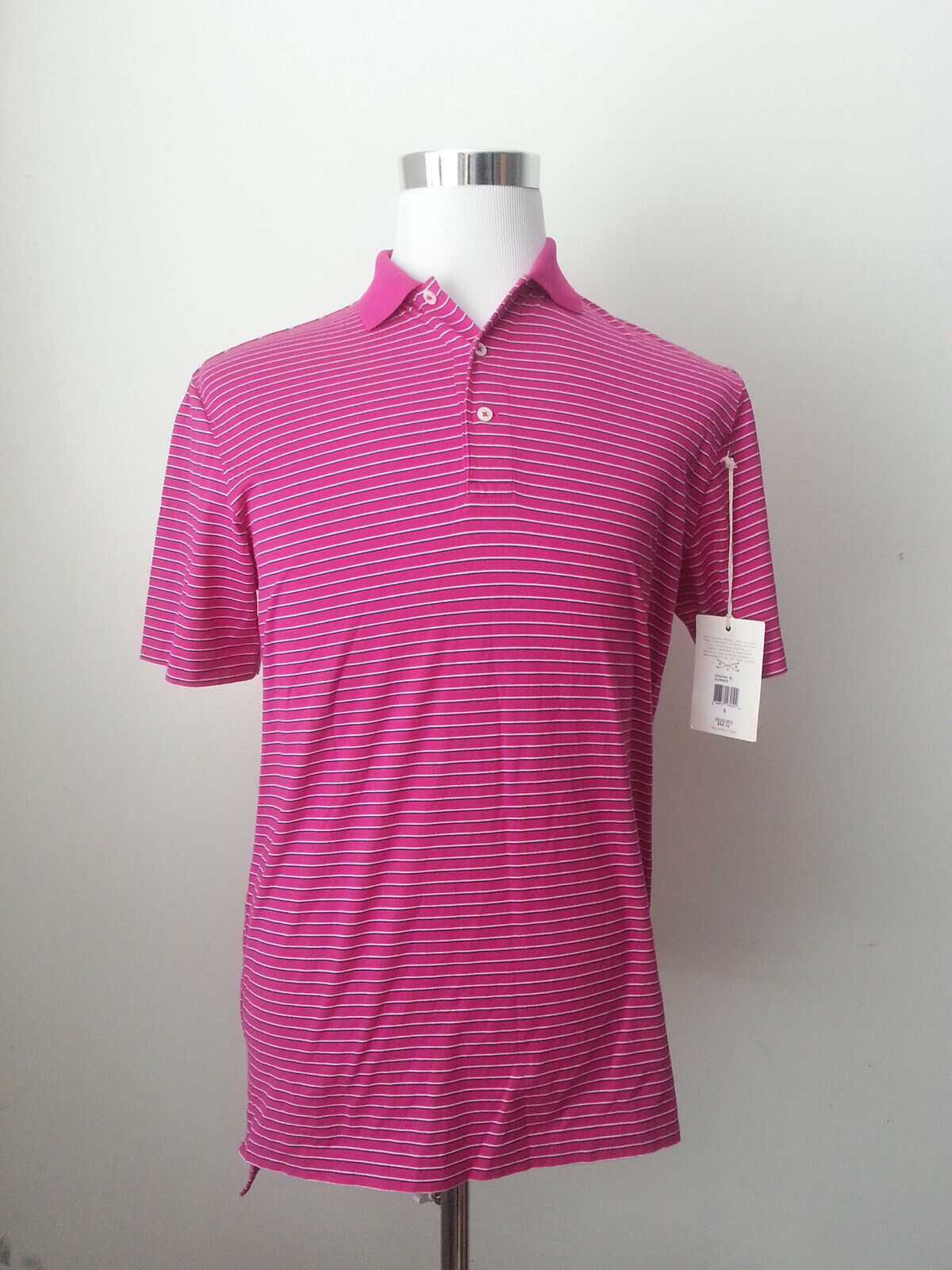POLO Golf Ralph Lauren Men Size S Short Sleeve Cotton Shirt  Red White Stripes  - £38.61 GBP