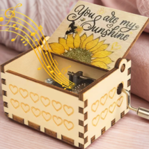 Engraved Wood Musical Box You Are My Sunshine Gift Set w/3D Pop-Up Birthday Card - £19.02 GBP