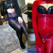 Women Wetlook Shiny Leotard Open Bust ASS Jumpsuit Transparent Lingerie Bodysuit - £12.03 GBP+
