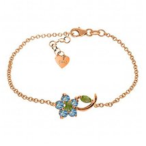 Galaxy Gold GG Single Flower Bracelet with Blue Topaz and Peridots in 14k Rose G - £359.51 GBP